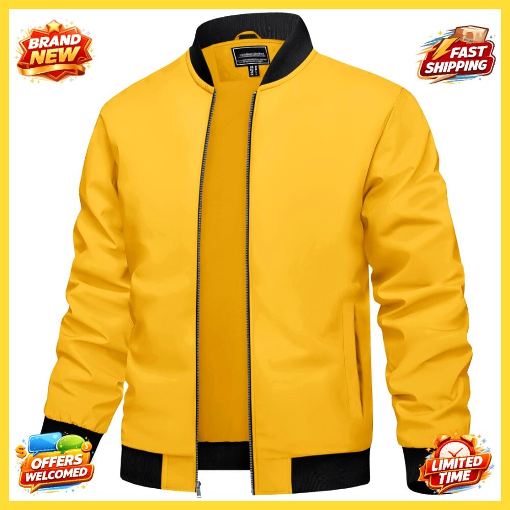 Lightweight Bomber Jacket Stylish Windbreaker Cas… - image 1